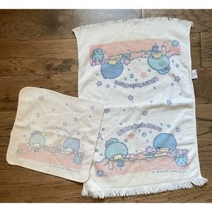 RARE Set Vintage Sanrio Japan Little Twin Stars Face / Hand Towel + Washcloth